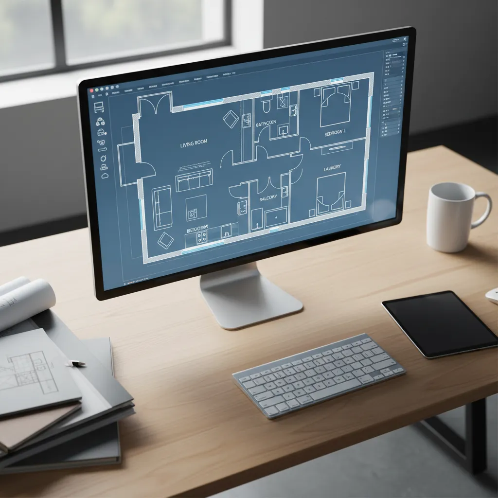 Plano digital de una vivienda diseñado en ordenador