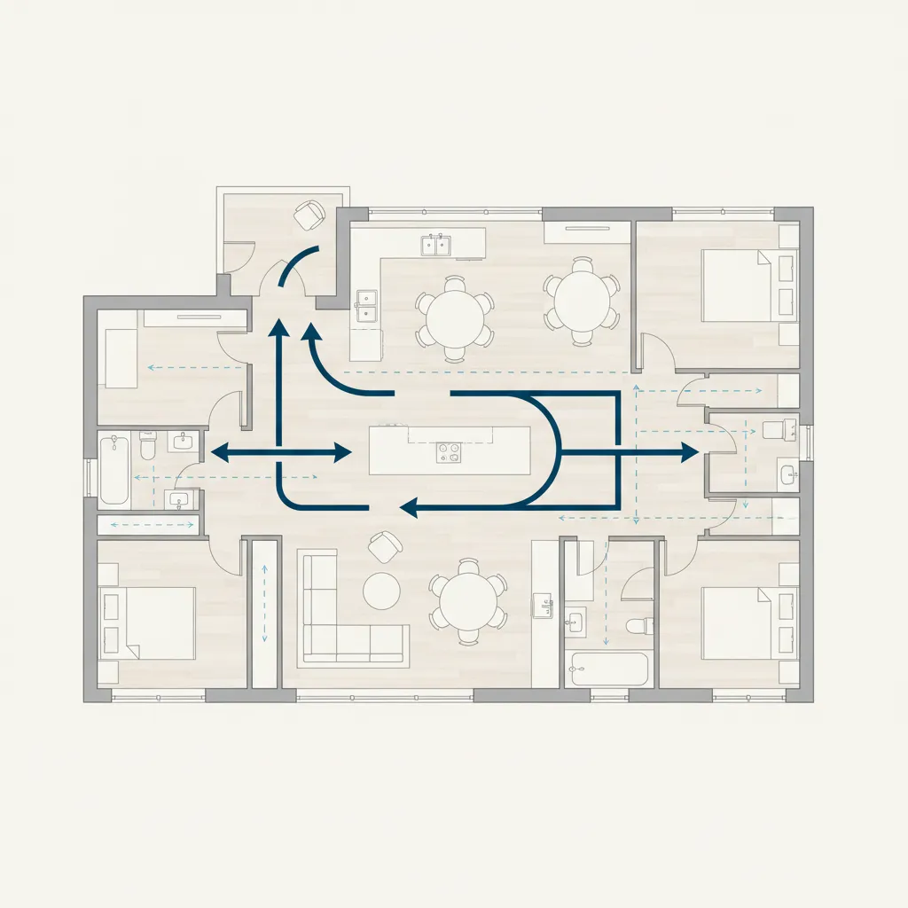 Esquema de circulación dentro de una vivienda moderna