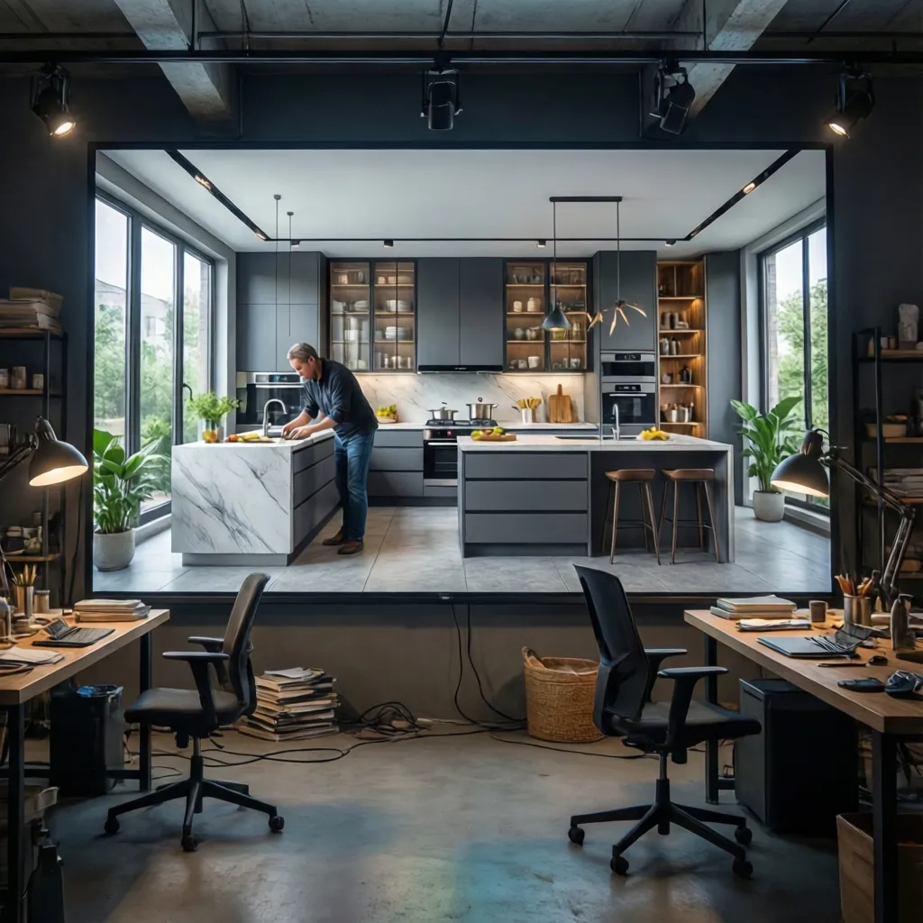 Diseño de cocina moderna planificada en software de interiorismo