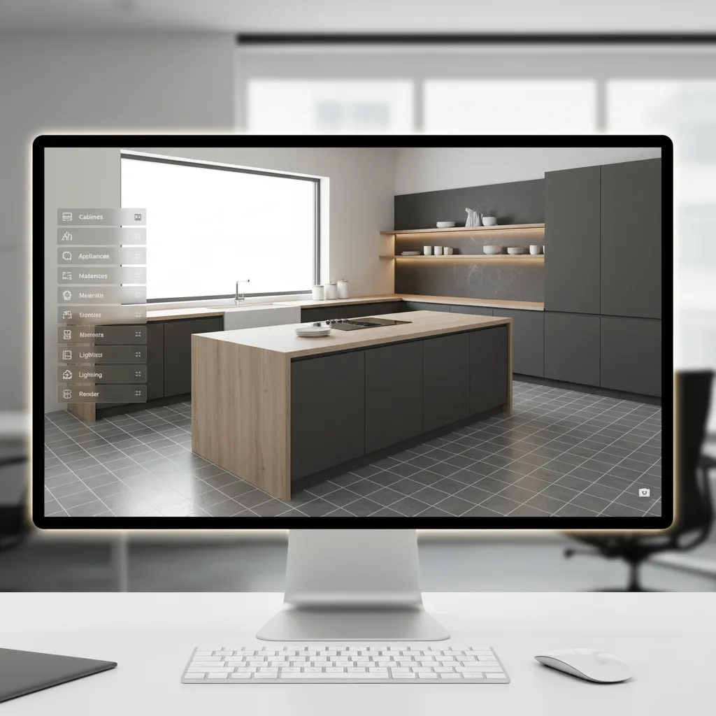 Diseño de cocina en modelo 3D antes de la reforma