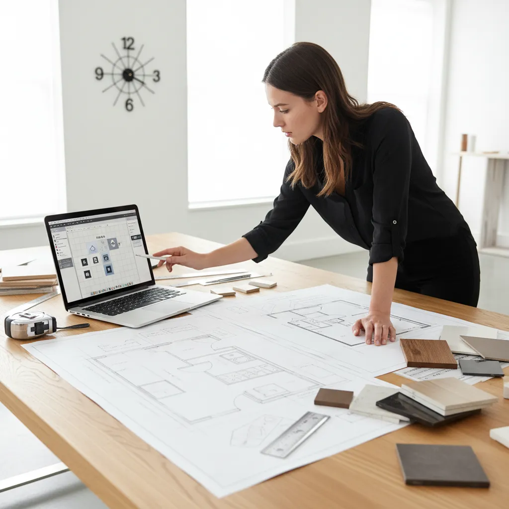 Diseño de distribución de cocina en proceso de planificación