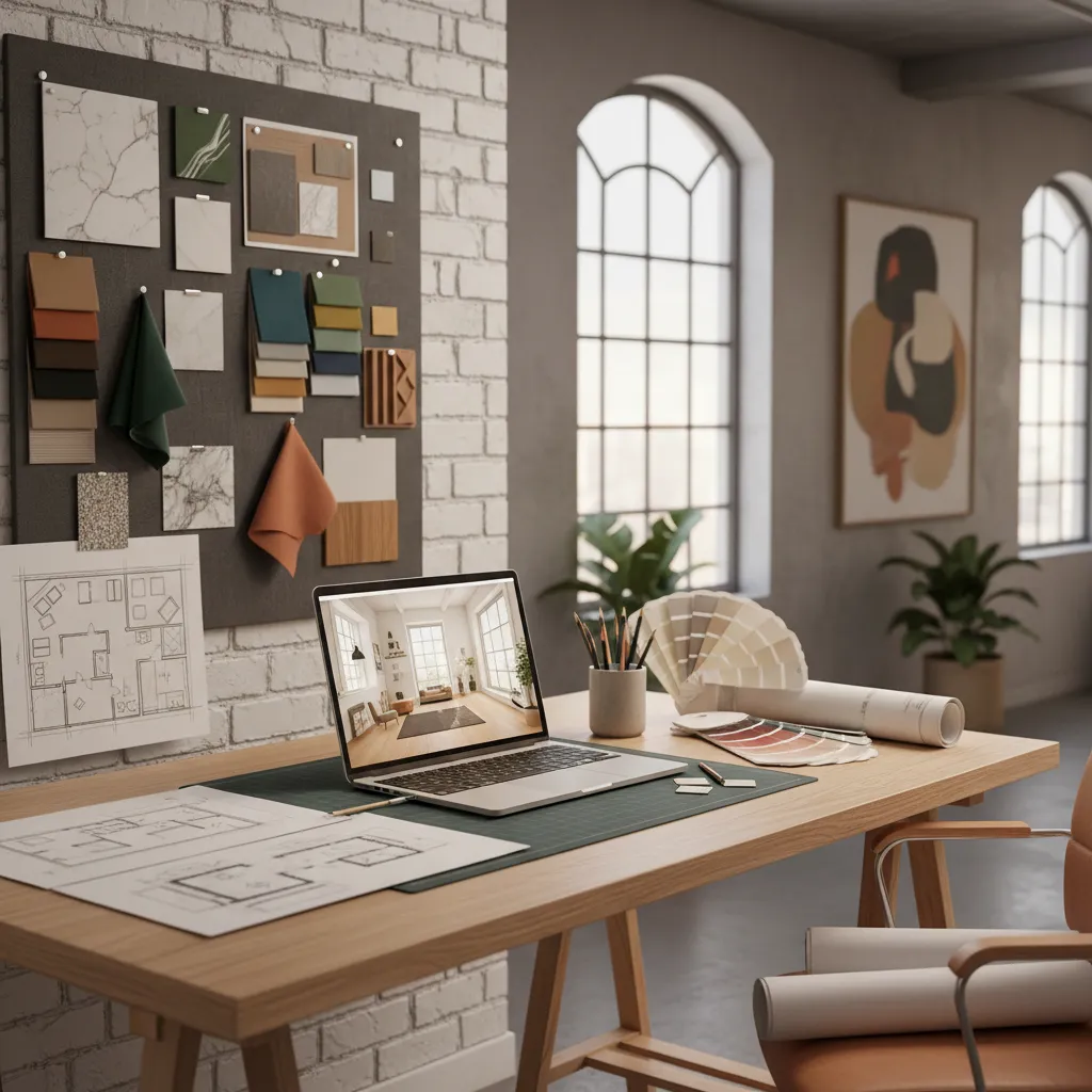 Diseñador planificando paleta de colores para un proyecto interior
