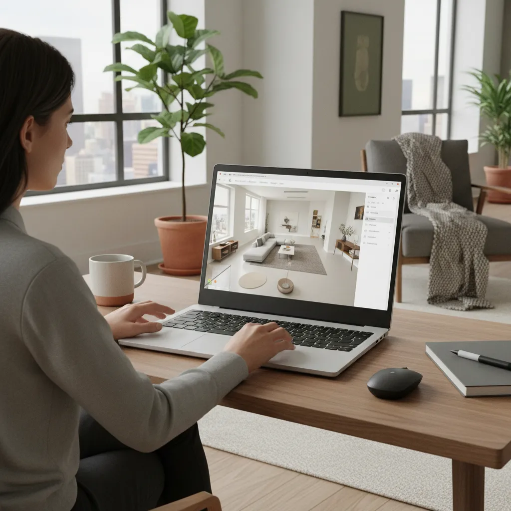 Persona planificando la decoración de una habitación en una herramienta digital
