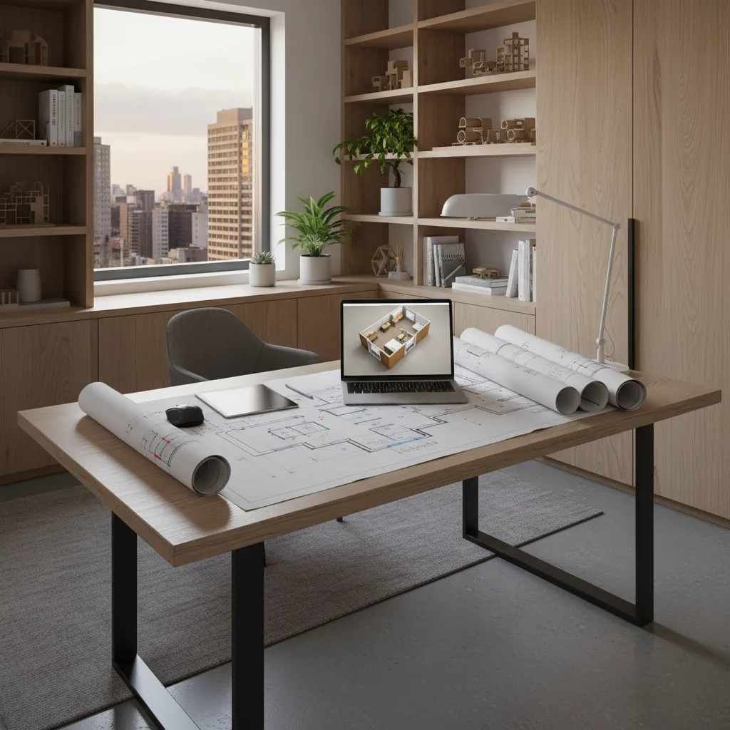 Vista de planificación de distribución interior para una casa pequeña moderna