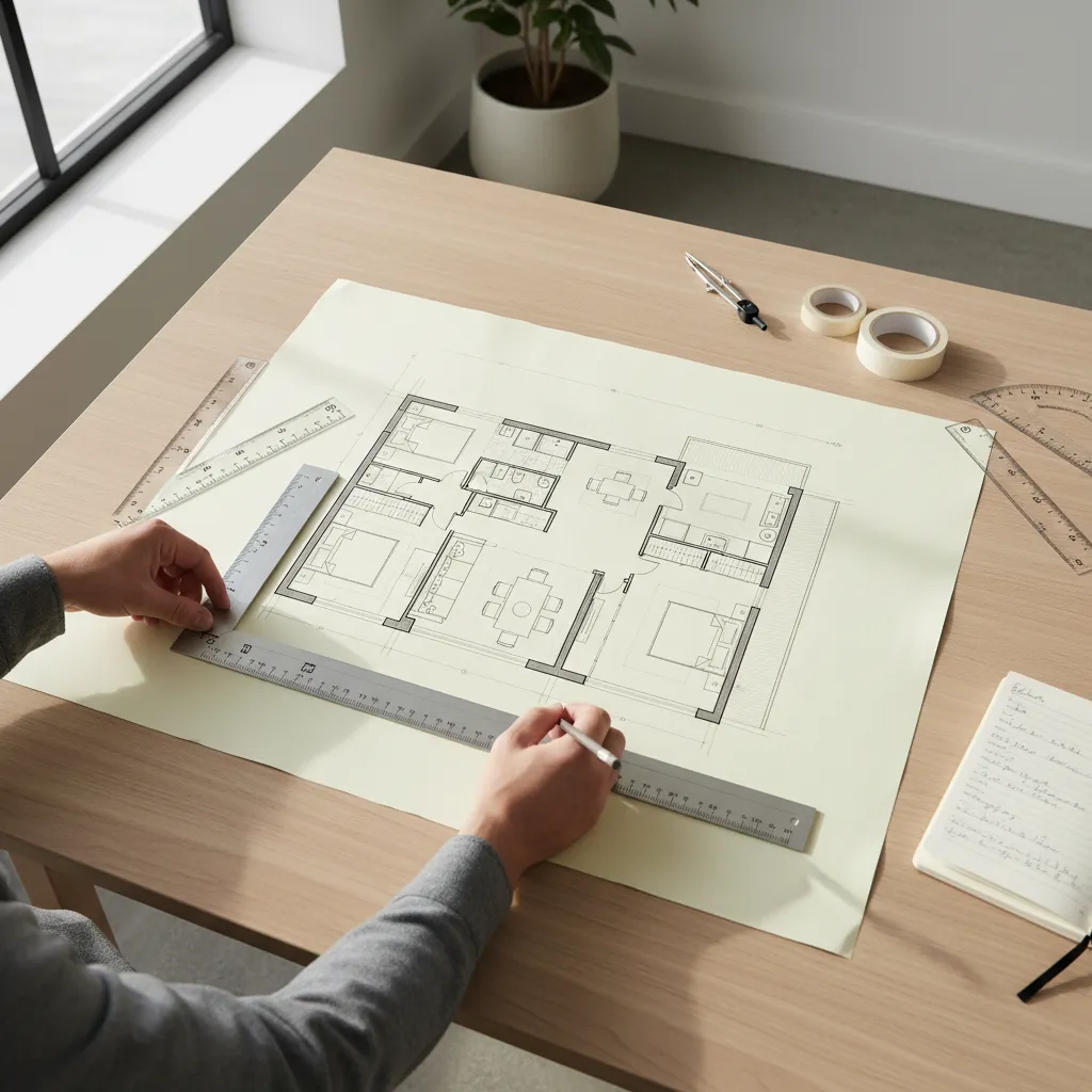 Plano de distribución de un apartamento con herramientas de diseño