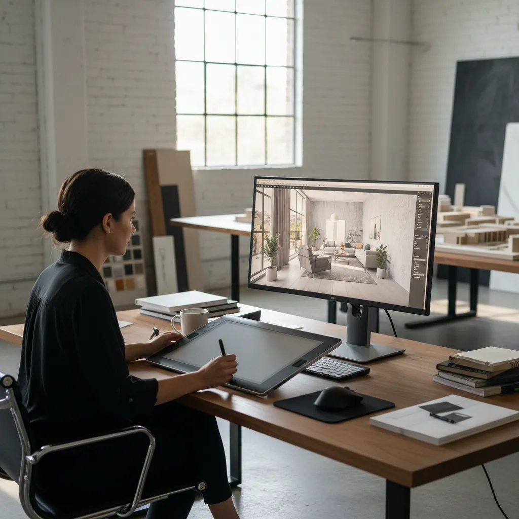 planificación digital de distribución de muebles en un espacio interior