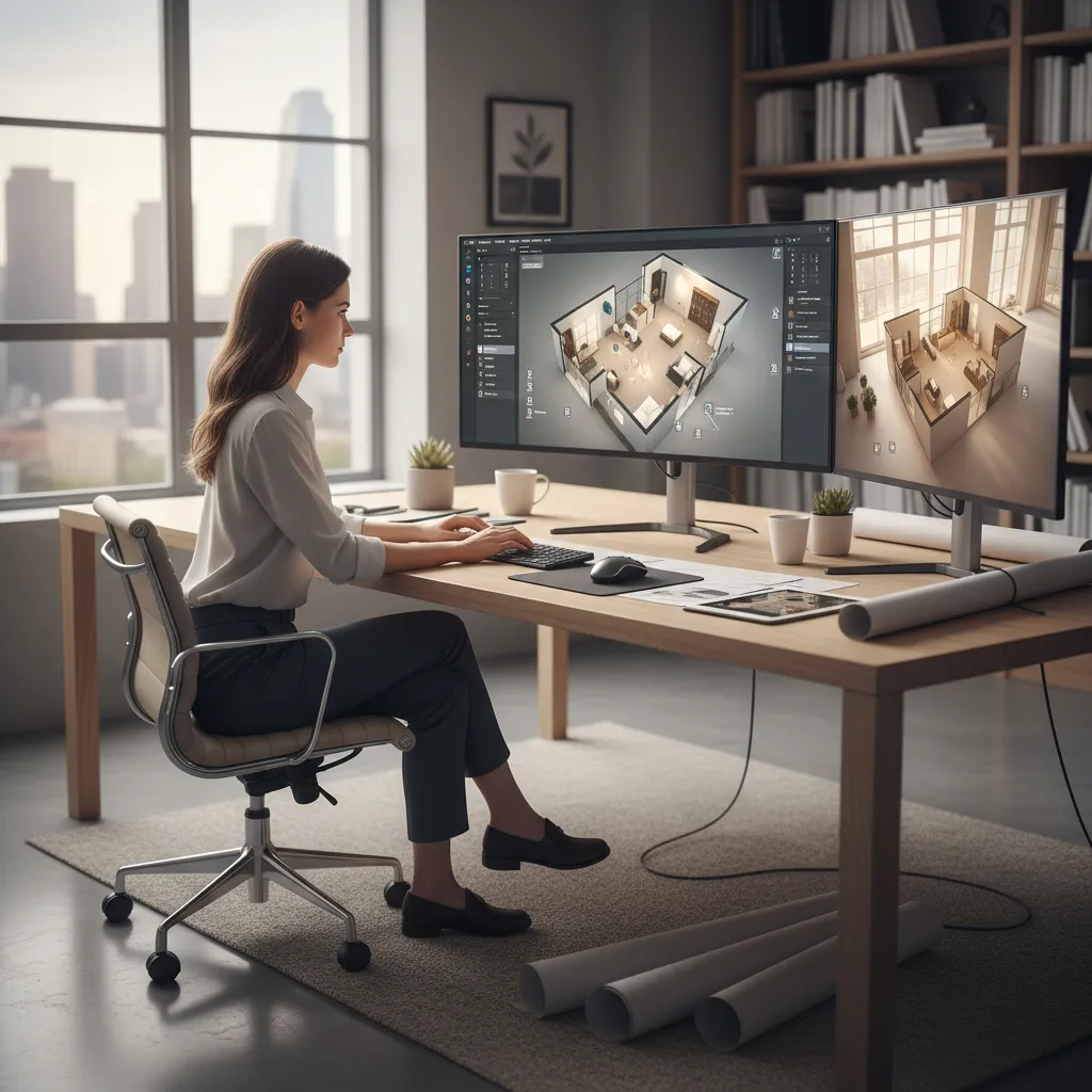 Planificación digital de diseño interior de vivienda