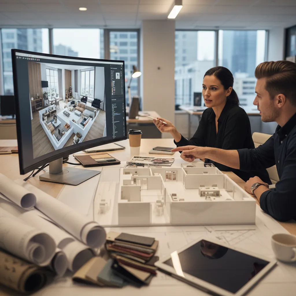 Planificación de interiorismo con modelo 3D de una vivienda