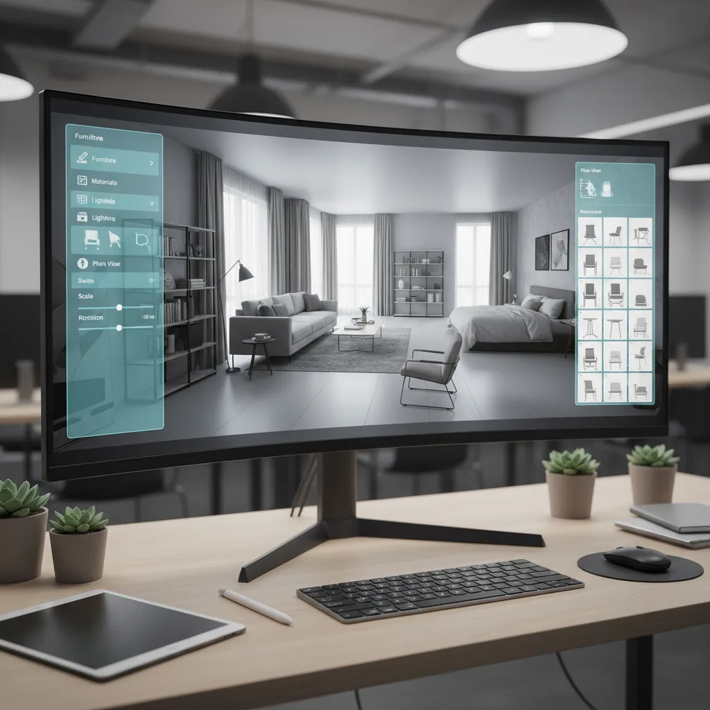 modelo digital 3D de una vivienda usado para planificar diseño interior