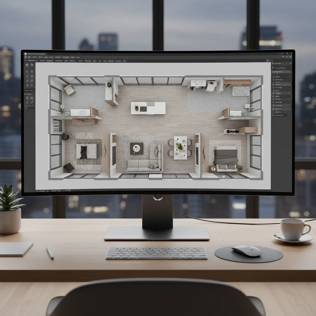 Plano 3D de un apartamento usado para planificar distribución