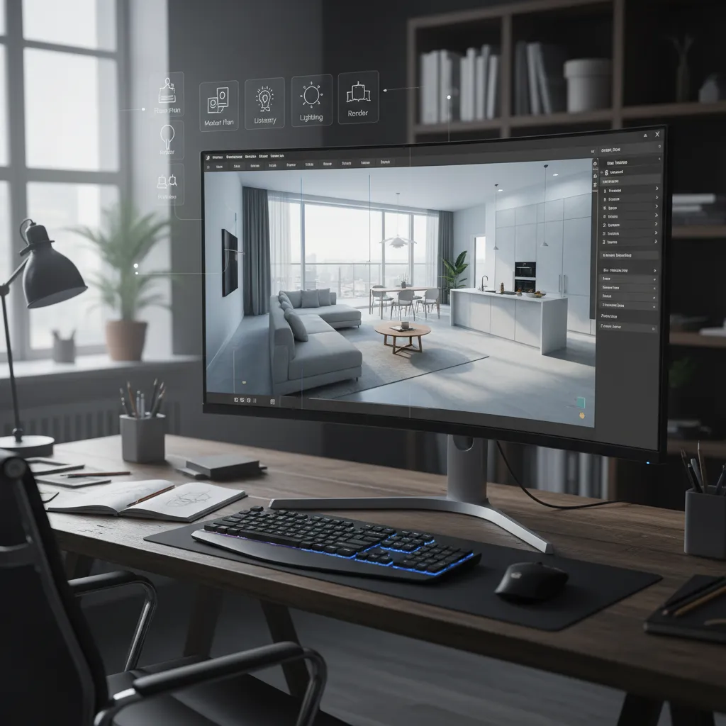 Visualización 3D de distribución interior antes de una reforma