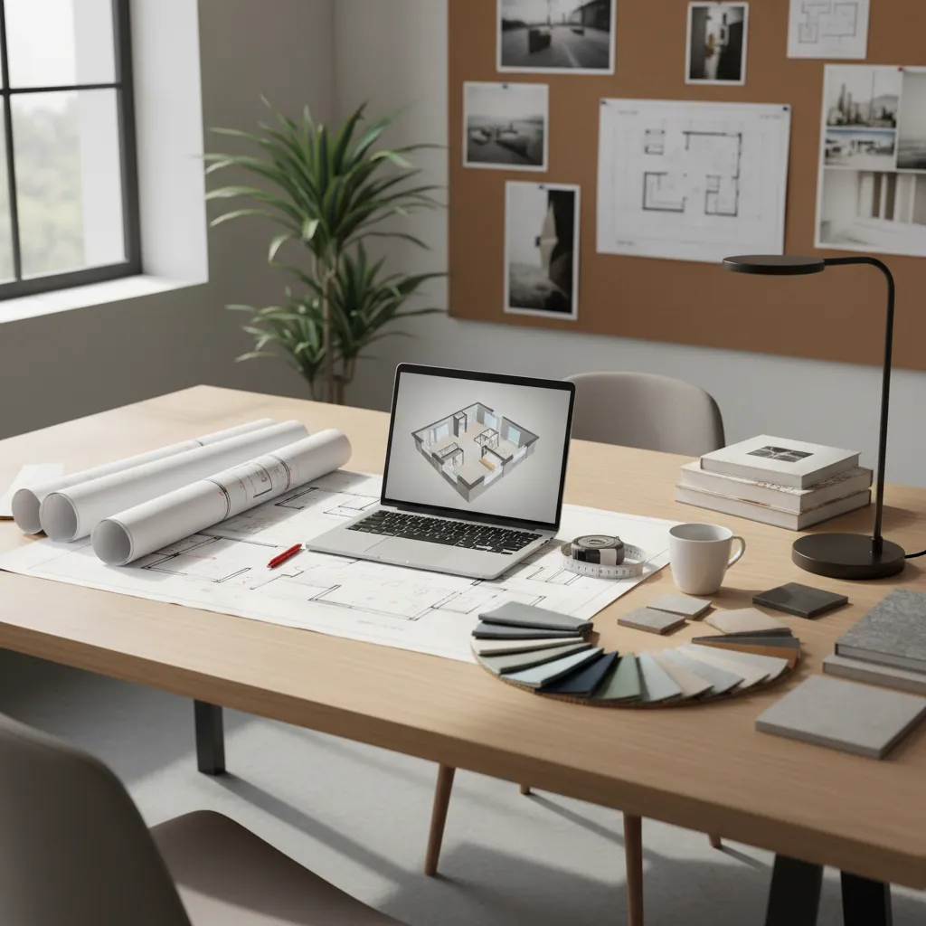 Planificación de distribución de muebles en el diseño interior de un piso