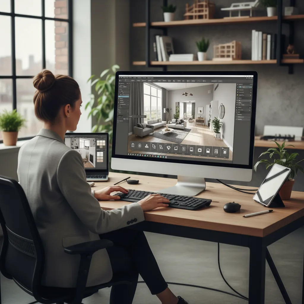 Diseño de plano de vivienda en software 3D para planificar distribución