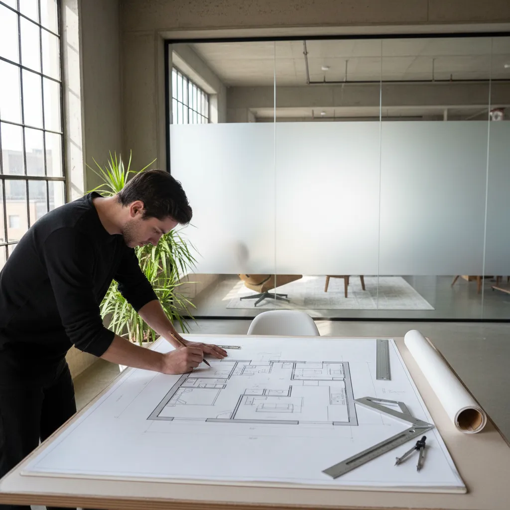 Plano de distribución de apartamento en proceso de rediseño