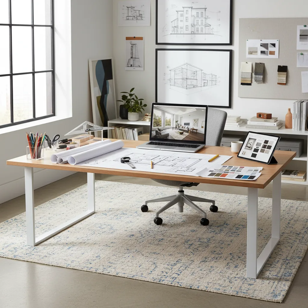 Diseñador trabajando en la distribución de una vivienda