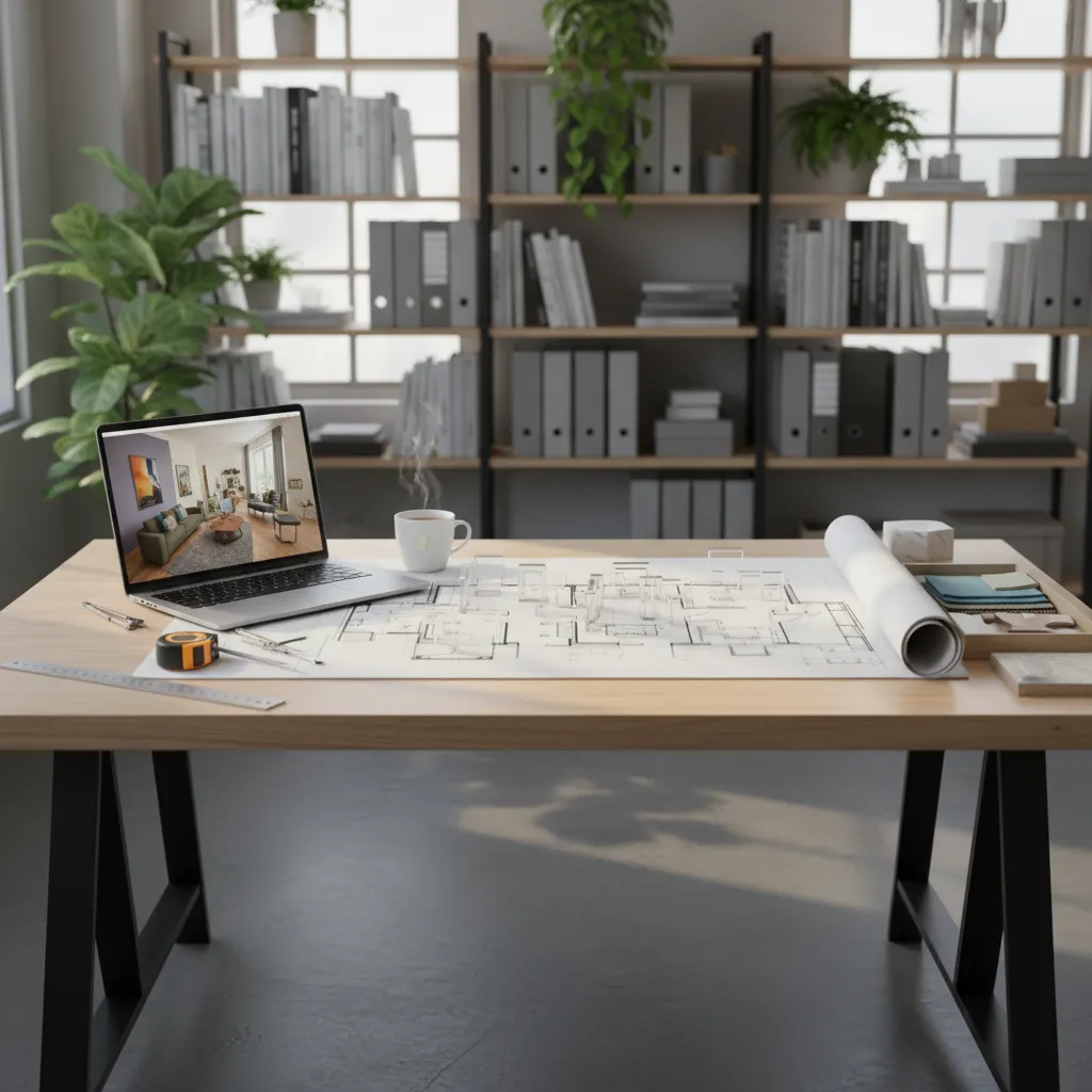 Planificación de distribución de muebles en un plano de vivienda