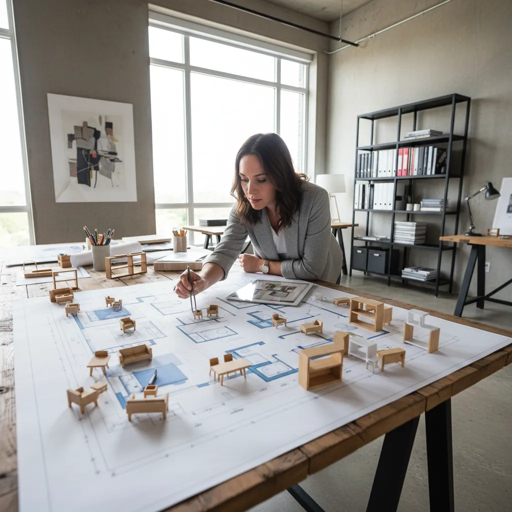 Diseñador planificando la distribución de un piso