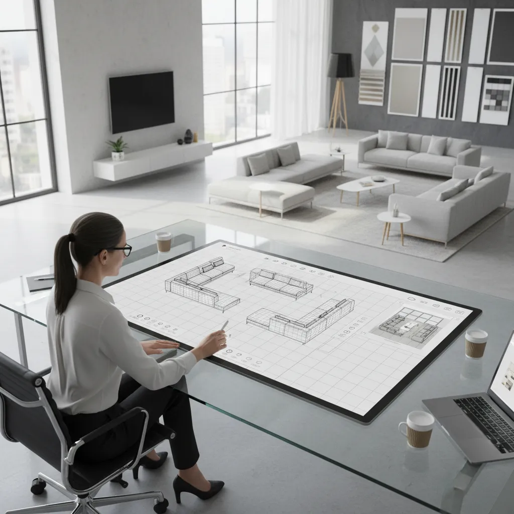 Diseño de distribución de muebles en un salón utilizando un planificador digital