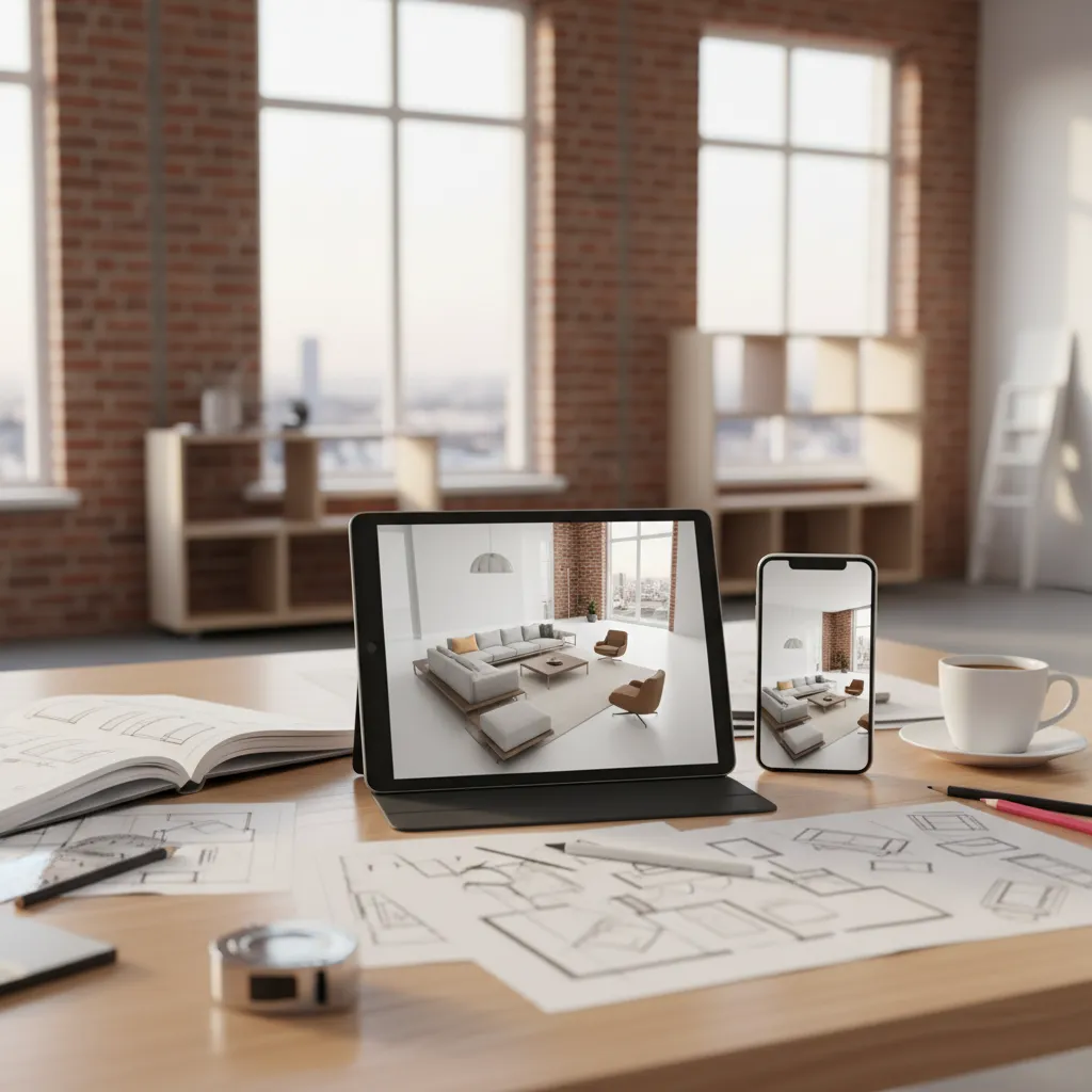 Diseño de distribución de muebles en un salón utilizando una aplicación móvil