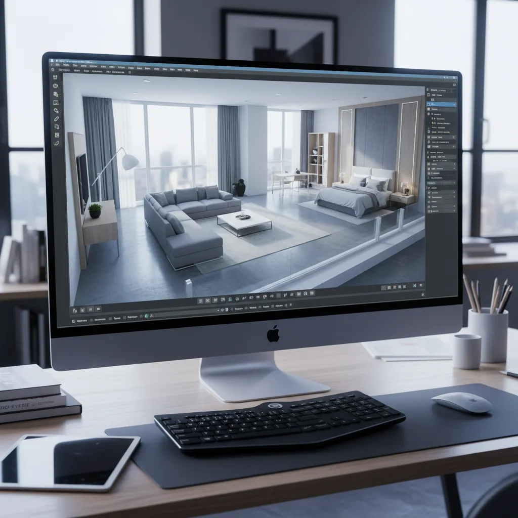 Visualización 3D de la distribución de una vivienda antes de la reforma