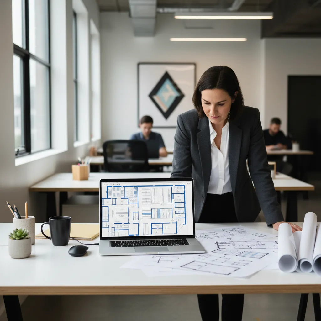 Proceso de planificación de un espacio comercial con plano de tienda