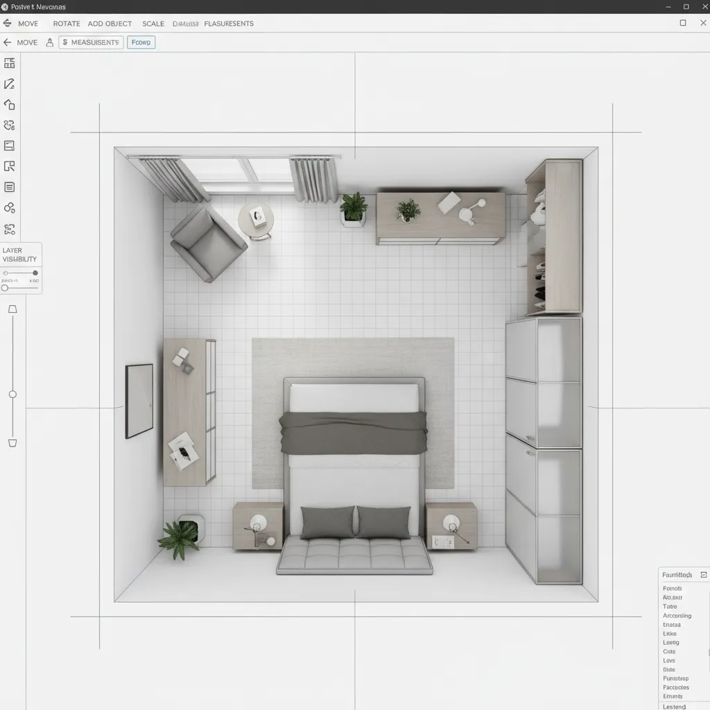 Planificación de distribución de dormitorio en software 3D