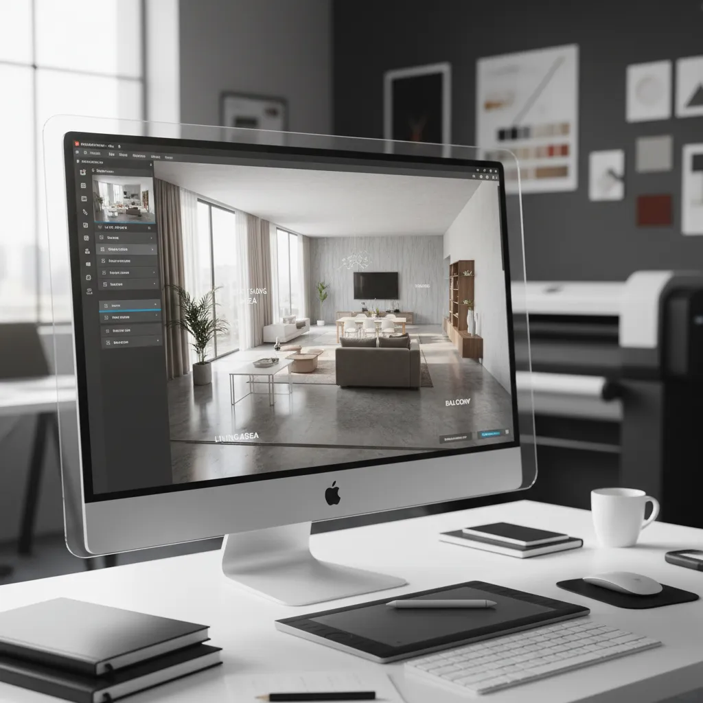 Pantalla mostrando un plano de vivienda en 3D durante el proceso de diseño