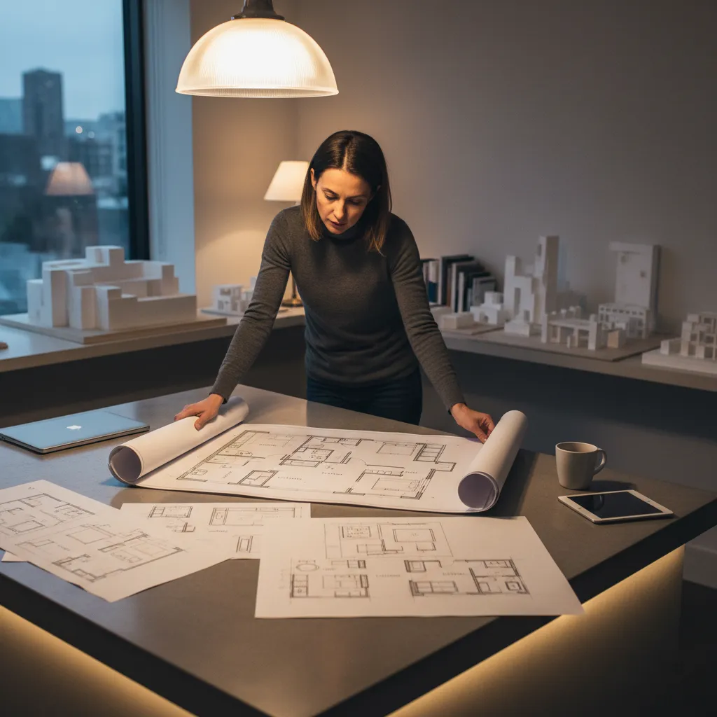 Plano y distribución de un apartamento minimalista moderno