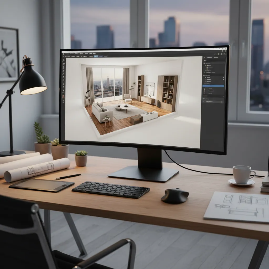 Pantalla mostrando planificación de espacios en un plano 3D