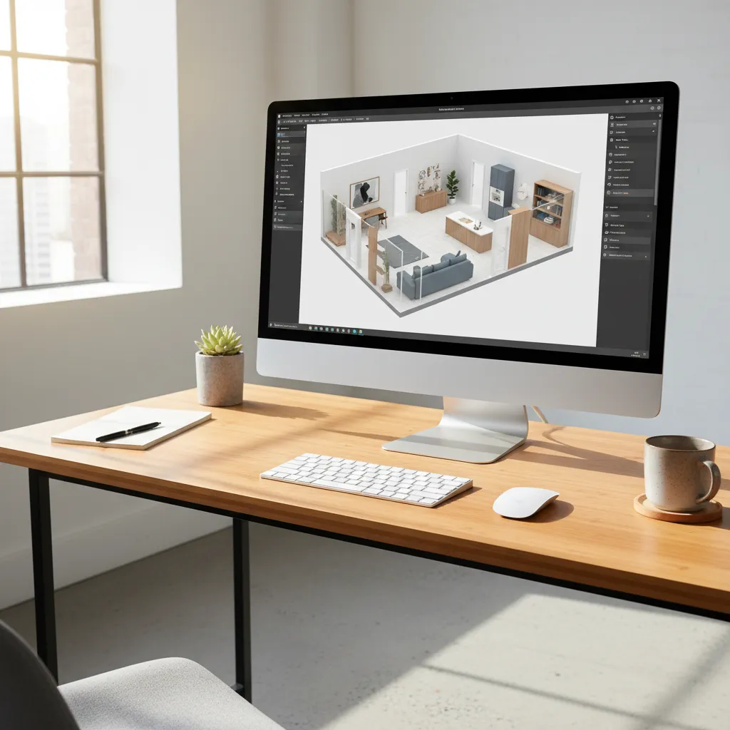 Diseño de distribución de un apartamento en software 3D