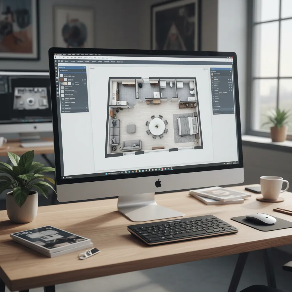 Diseño digital de distribución interior en vista 3D