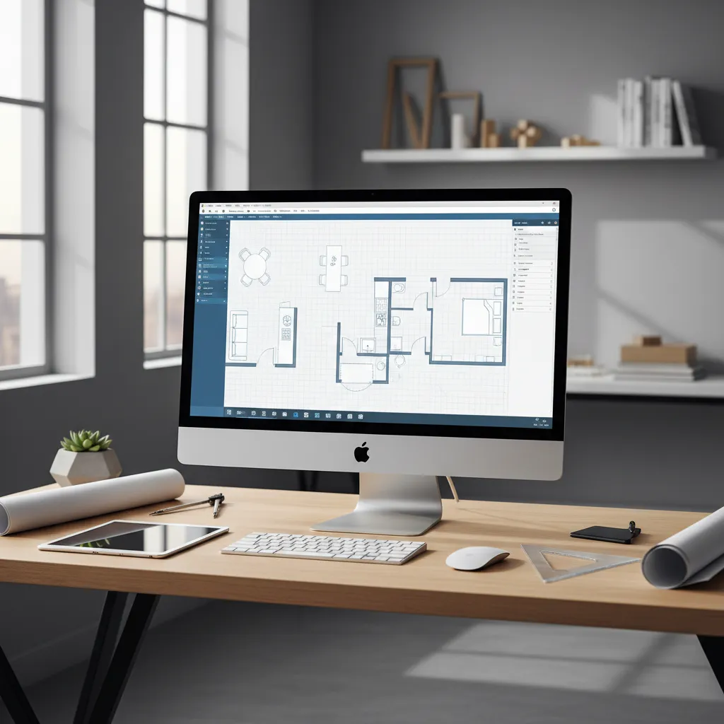 Plano digital de un apartamento siendo editado en software de diseño