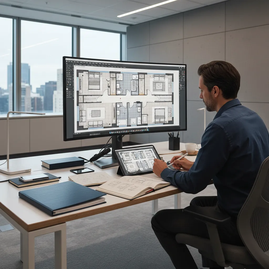 Pantalla mostrando plano de apartamento en software de diseño interior