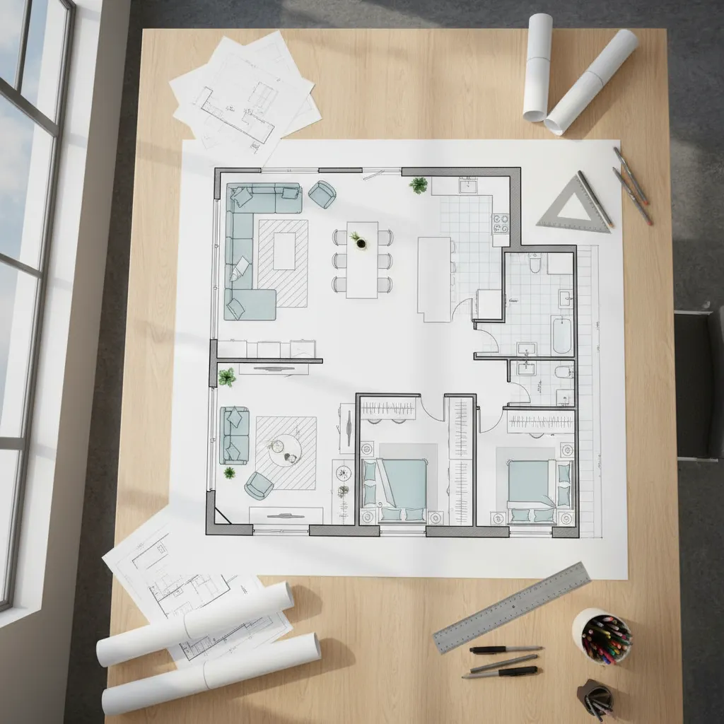 Plano de distribución de un apartamento moderno