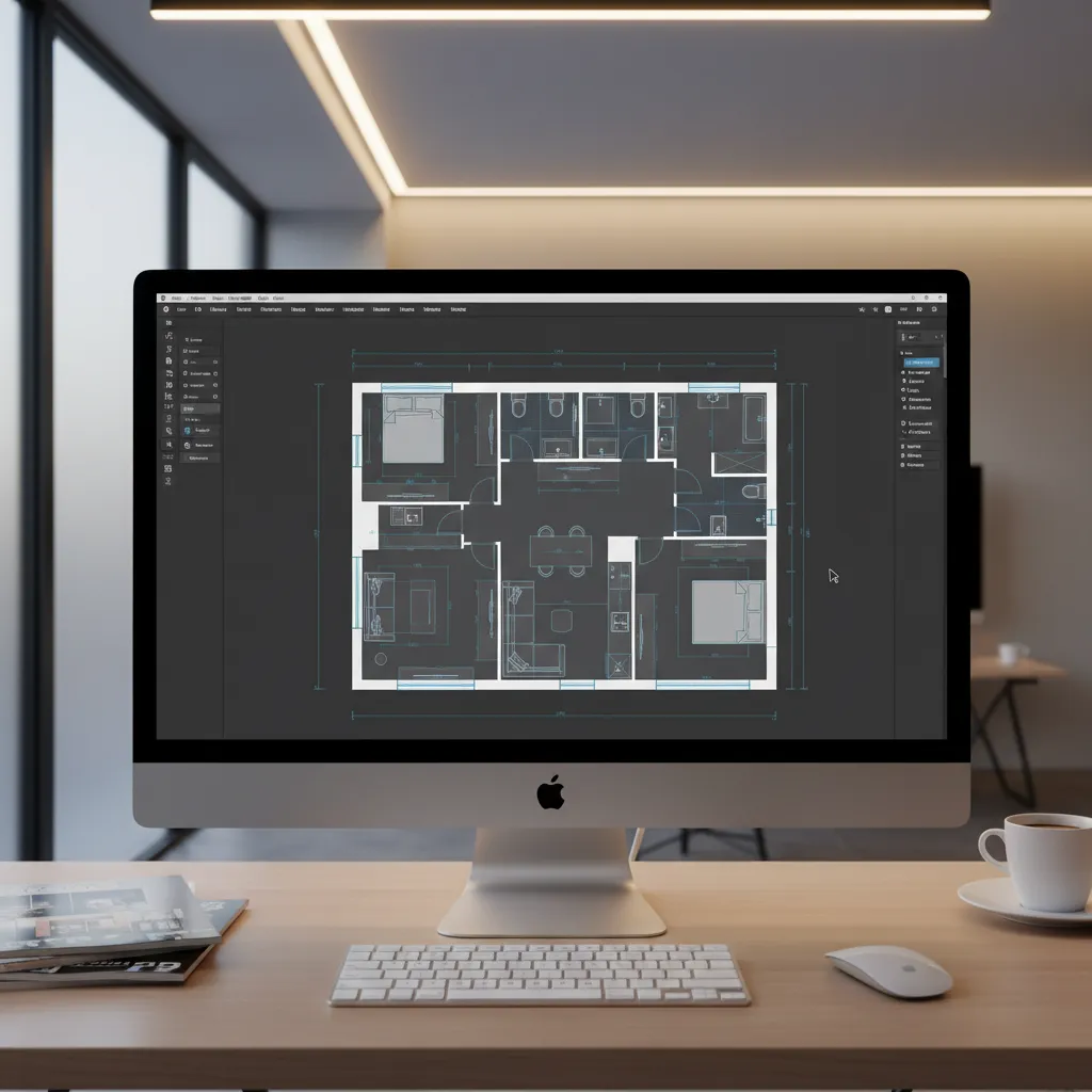 pantalla mostrando plano de distribución de apartamento