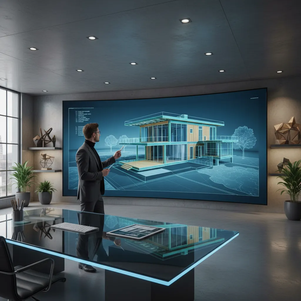arquitecto revisando modelo estructural digital de vivienda