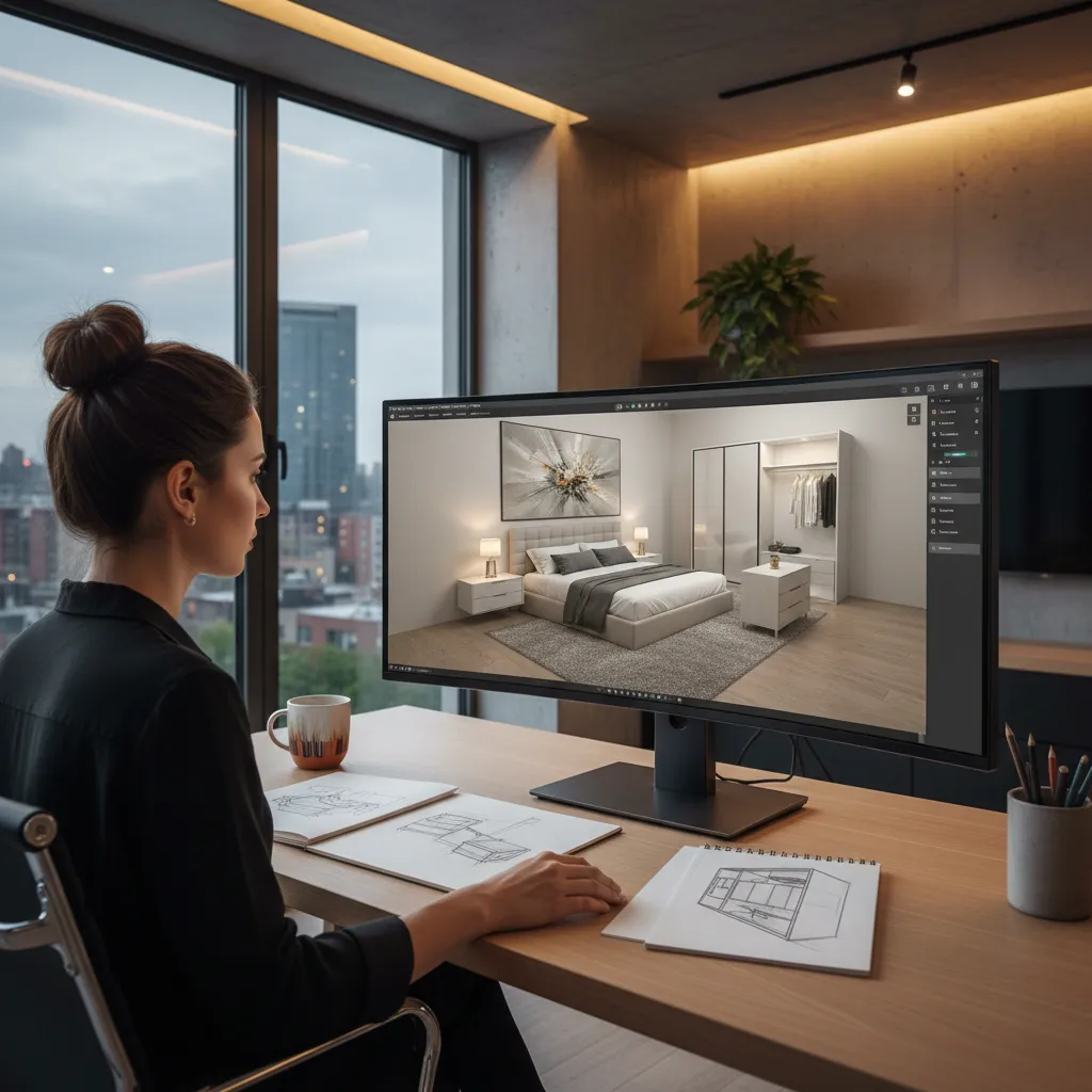 Planificación digital de una habitación antes de comprar muebles