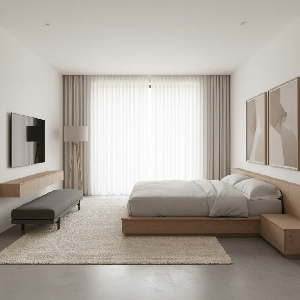 Habitación con distribución clara de muebles y circulación