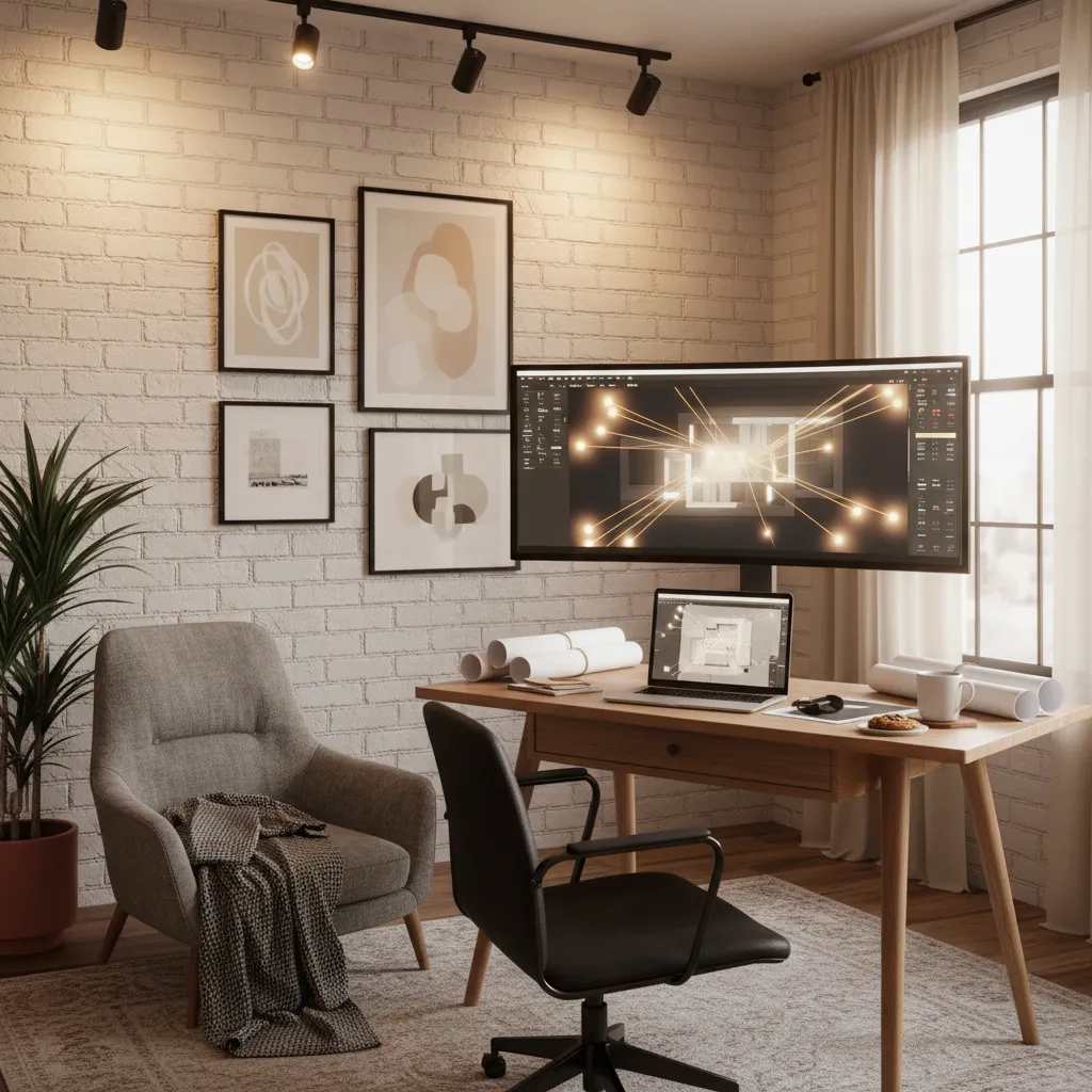 Planificación de iluminación en diseño interior digital