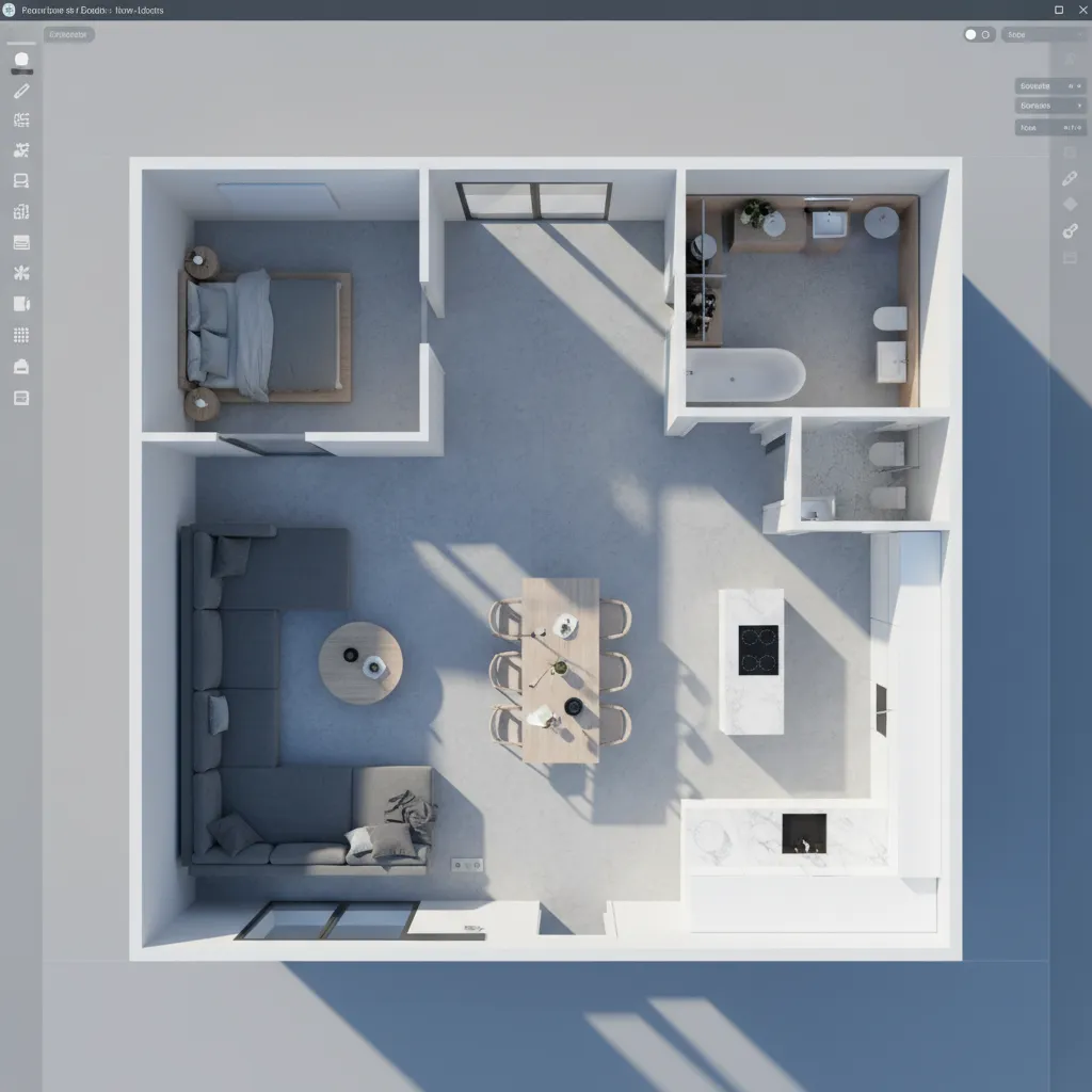 Modelo 3D de planificación interior de un apartamento