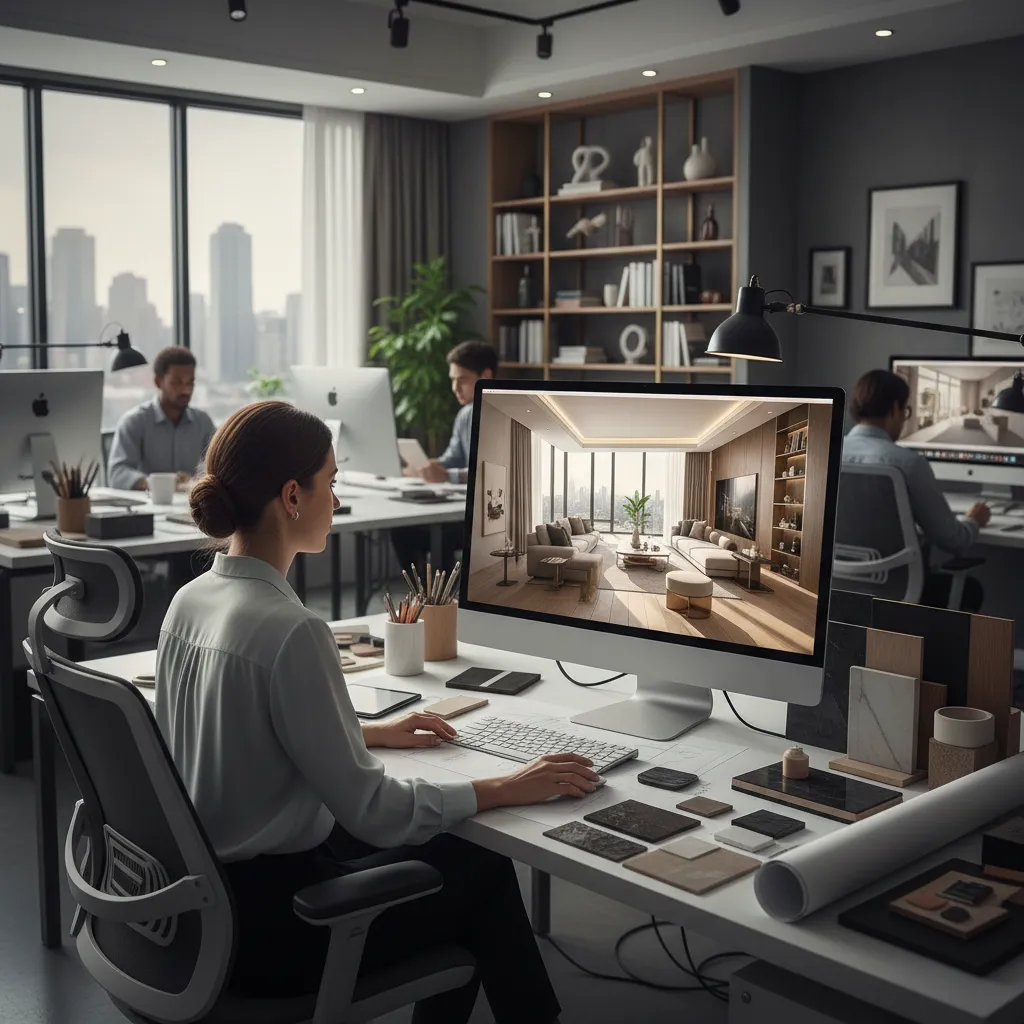 Diseñador revisando un modelo 3D de una vivienda antes de la reforma