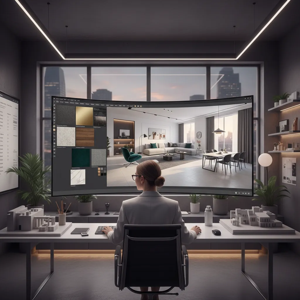 Planificación digital de materiales en un software de diseño interior 3D