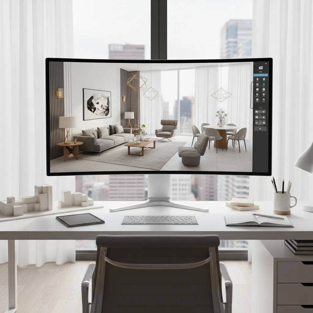 Planificación digital de muebles en un espacio interior