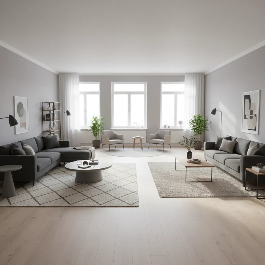 Distribución de muebles en un salón planificada digitalmente