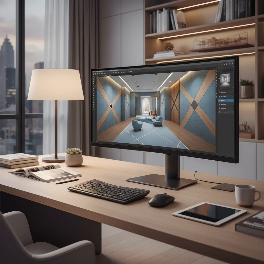 Planificación digital de un corredor en un software de diseño de interiores