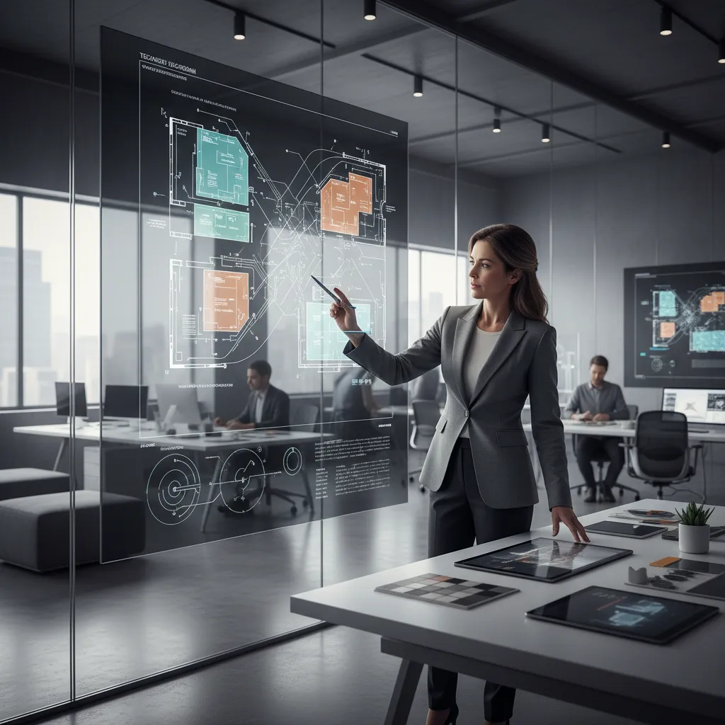 Diseño de recorrido de visitantes en un showroom tecnológico