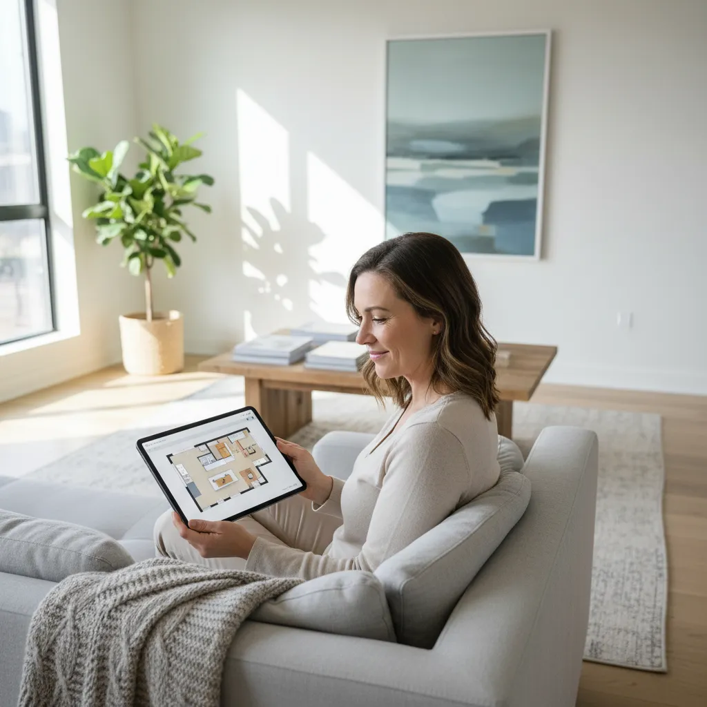 Persona planificando la reforma de su casa usando una app de diseño