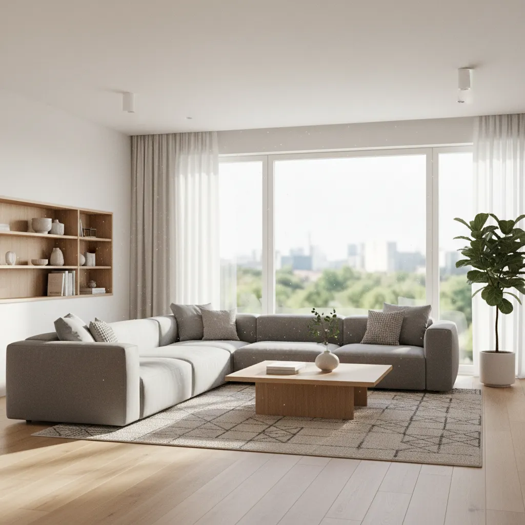 Modelo 3D de salón con muebles colocados para planificar el espacio