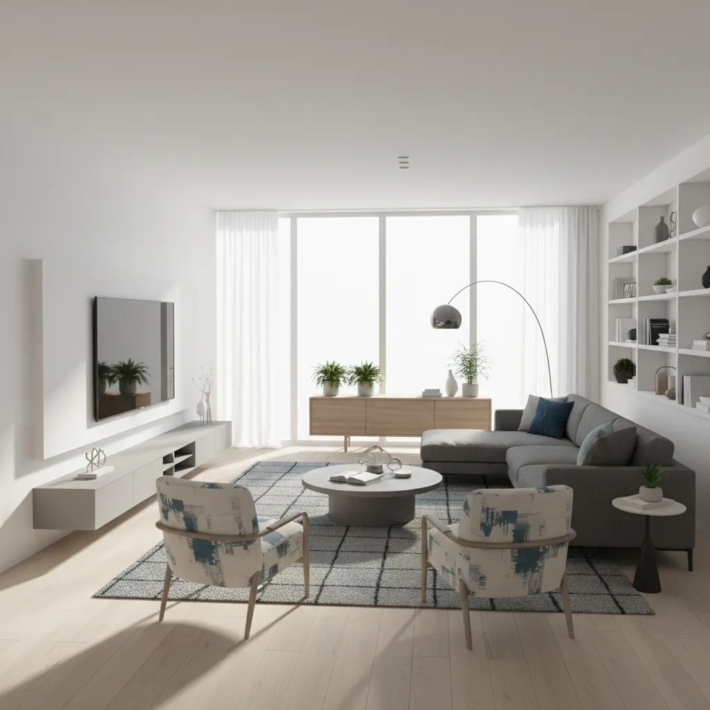 Visualización de planificación de salón en diseño 3D