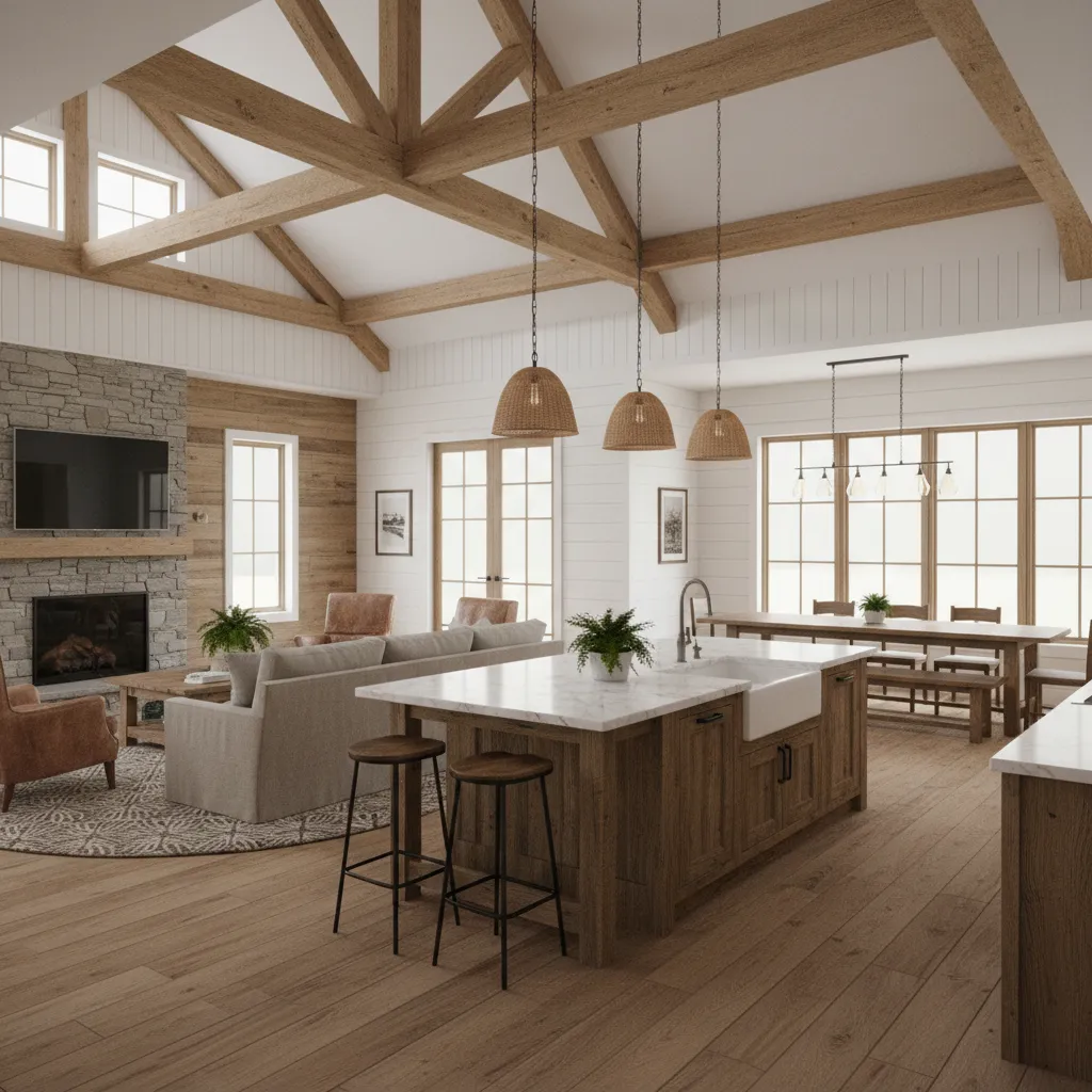 Visualización 3D de un diseño de salón‑cocina antes de la reforma